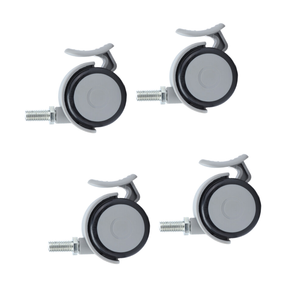 4Pcs Rubber Brake Caster Wheels With M10 Thread, 2In Swivel Furniture Accessories 4911358237351