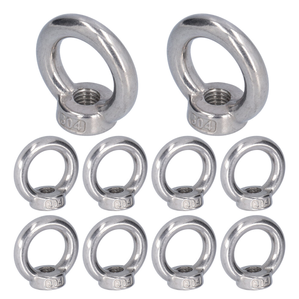 10Pcs Stainless Steel M6 Lifting Eye Nuts Ring Fasteners For Forestry Equipment 8431358238869
