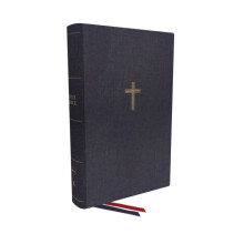 NKJV SingleColumn WideMargin Reference Bible Cloth over Board Blue Red