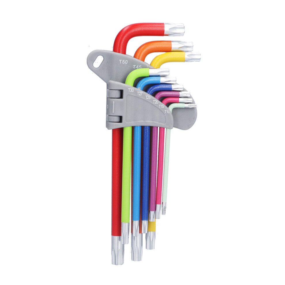 9Pcs Colorful Long Arm Hex Wrench Set, Chrome Vanadium Steel 4141358241809