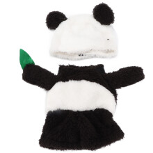 Weiches Samt-Panda-Haustier-Halloween-Kostüm mit Mütze für kleine und mittelgroße Hunde