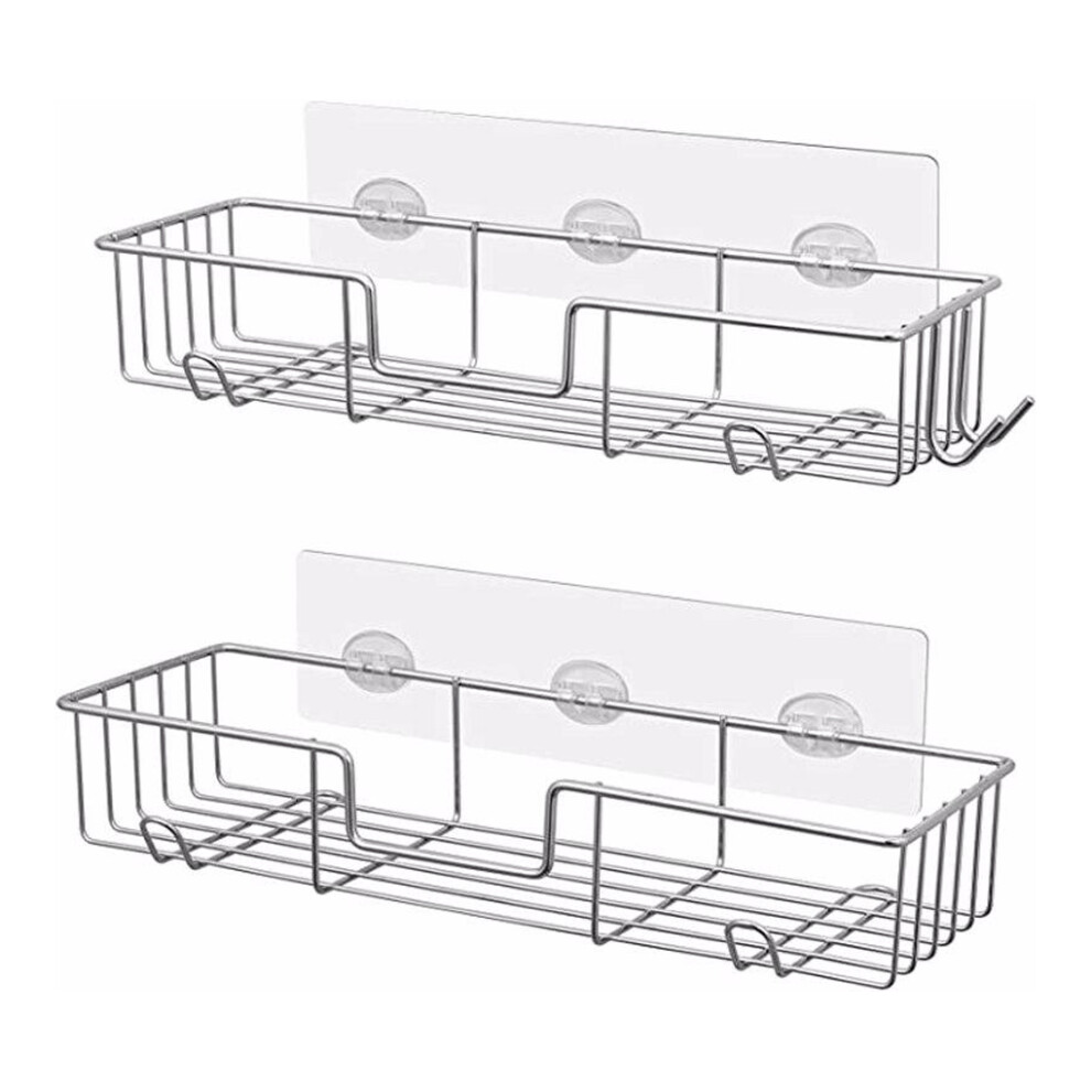 2PCS Storage Basket Bathroom Wall Organizer Holder Stainless Steel-image-OPC-PMRRYSP-NEW
