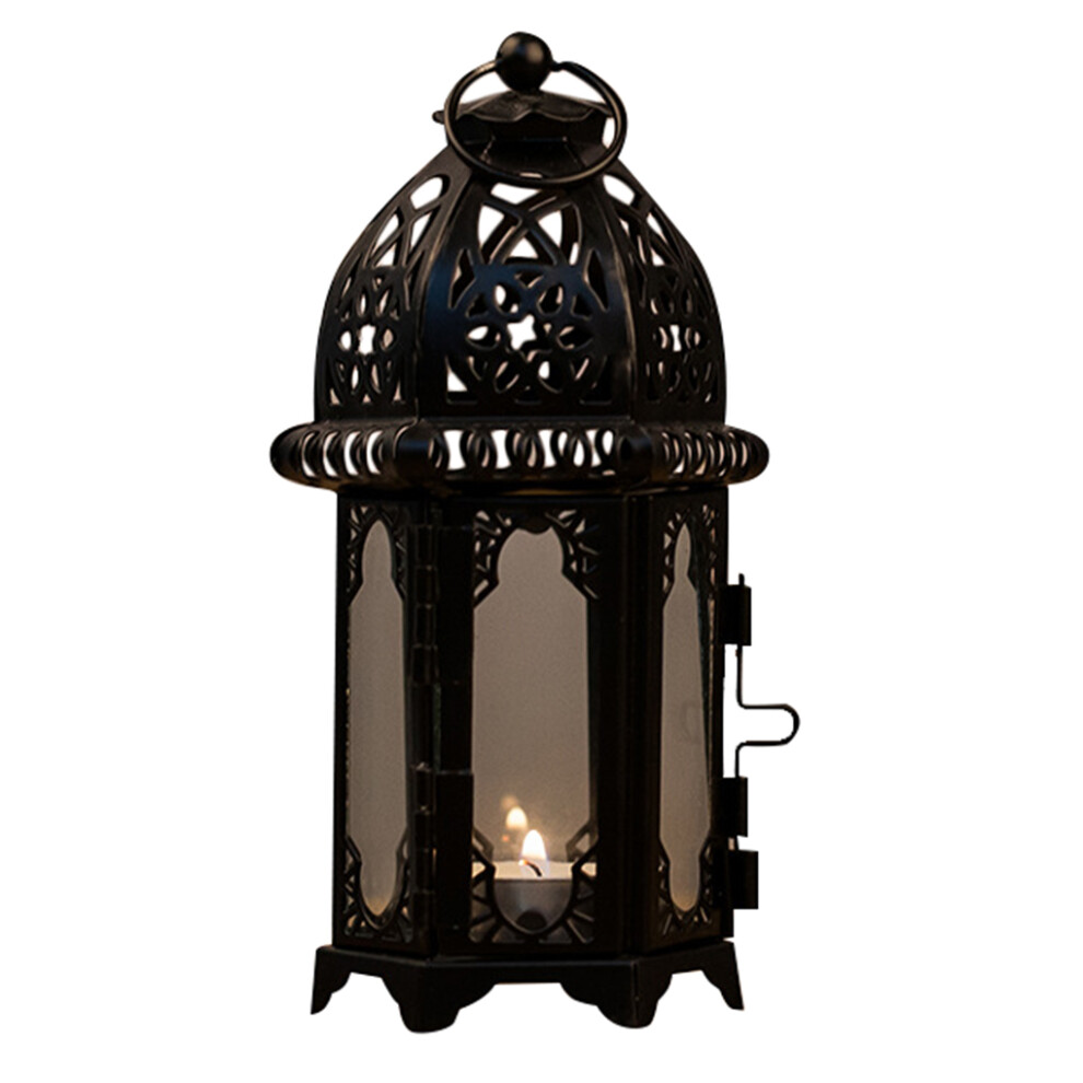 (blacktransparent glass) Wind Lantern Lighting Adorn Desktop Adornment Candle Holder Ornament-image-OPC-PMRS5FY-NEW