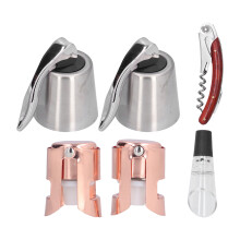 Kit di strumenti per vino da 6 pezzi: tappo per champagne e cavatappi