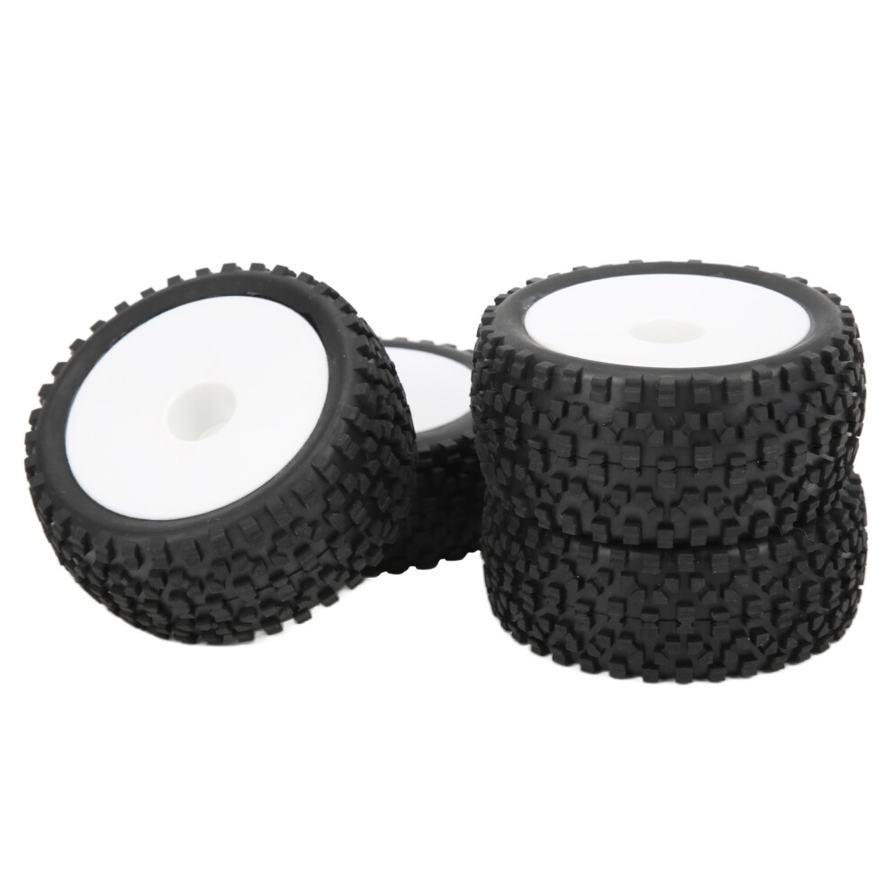 Rc Off Road Car 4Pcs Tires & Wheels With 12Mm Hex 1/10 Scale White 8011358253378
