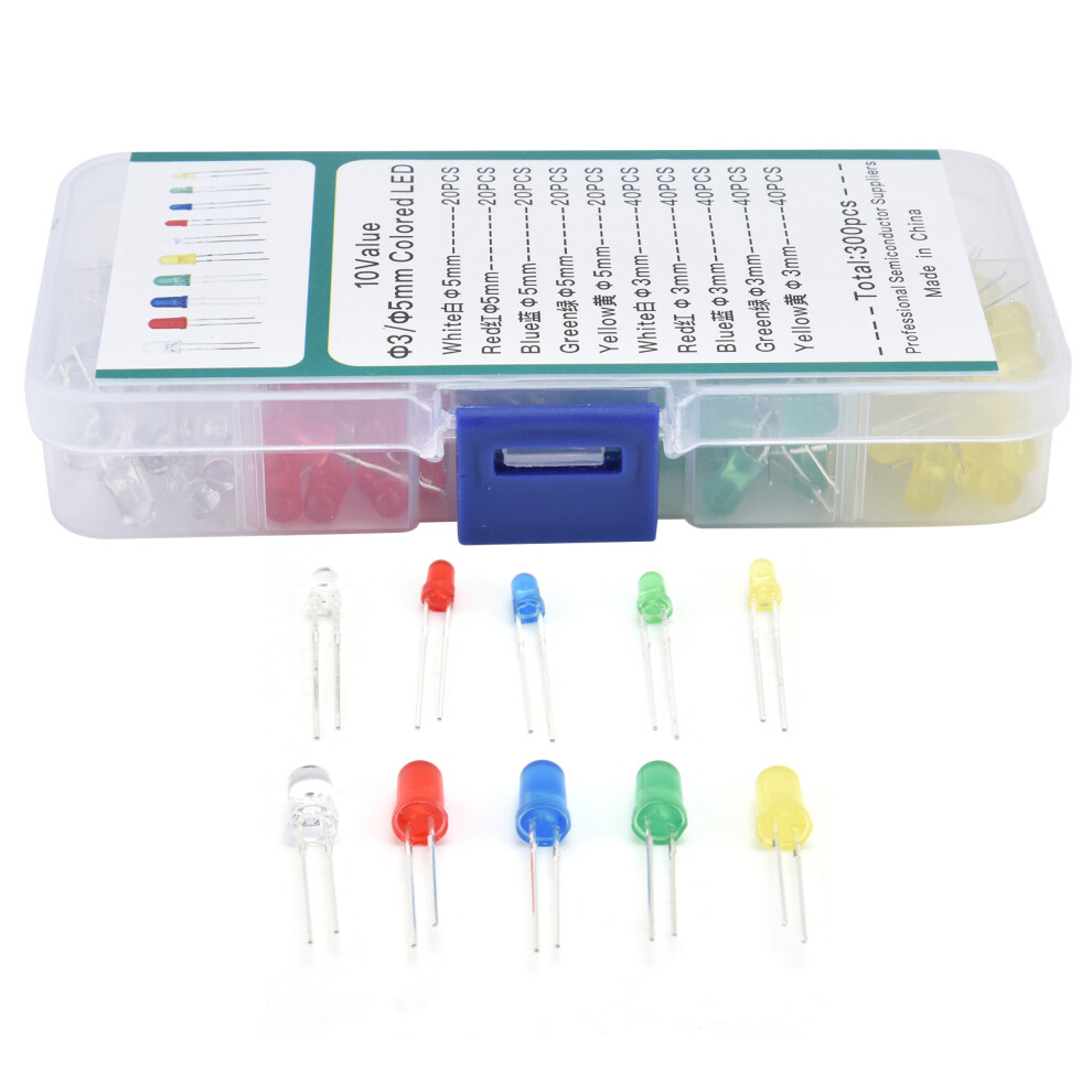 Led Diodes 300Pcs 5 Colour Lighting Bulbs For Electronics Maintenance And Diy 4651358255534