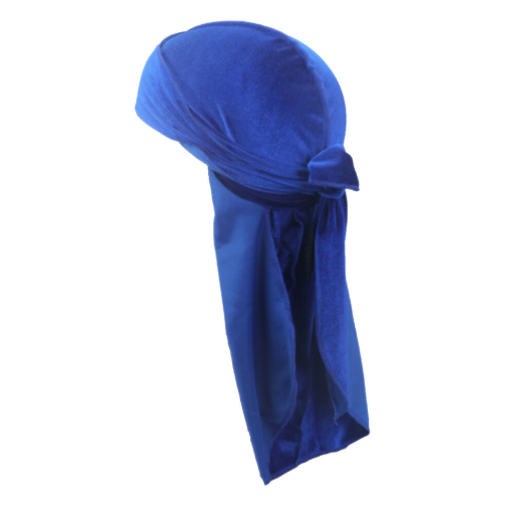 (Blue) Velour Headwraps Durability Long Tail Pirate Hat Hairs Care Hair-image-OPC-PMRSGDX-NEW