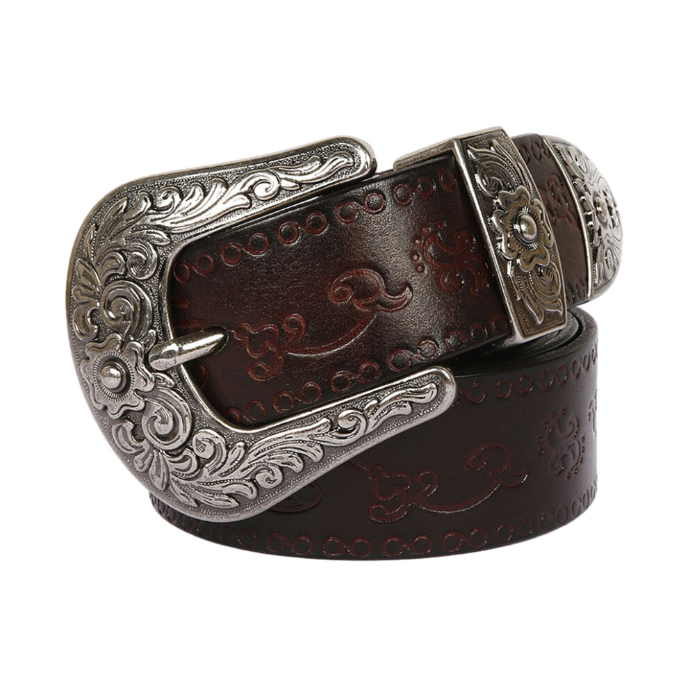 (Small round coffee, 125cm) Fashionable PU Leather Belt For Gothic Outfits Unique Embossed And-image-OPC-PMRSTDJ-NEW