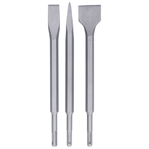 3Pcs Chisel Set for Electric Hammer Drill - Carbon Steel Round Handle 1