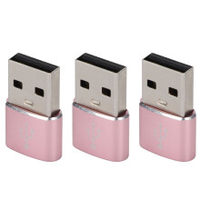 Lot de 3 adaptateurs USB 2.0 mâle vers femelle Type-C rose