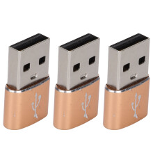 Lot de 3 adaptateurs USB 2.0 mâle vers Type-C femelle dorés