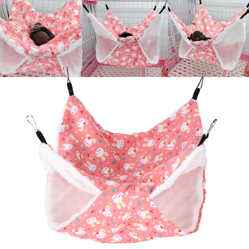 Hamac à double couche rose cartoon pour petits animaux 2