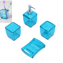 Set da bagno 4 pezzi bottiglia di lozione blu 7.4x7.4x16.4cm