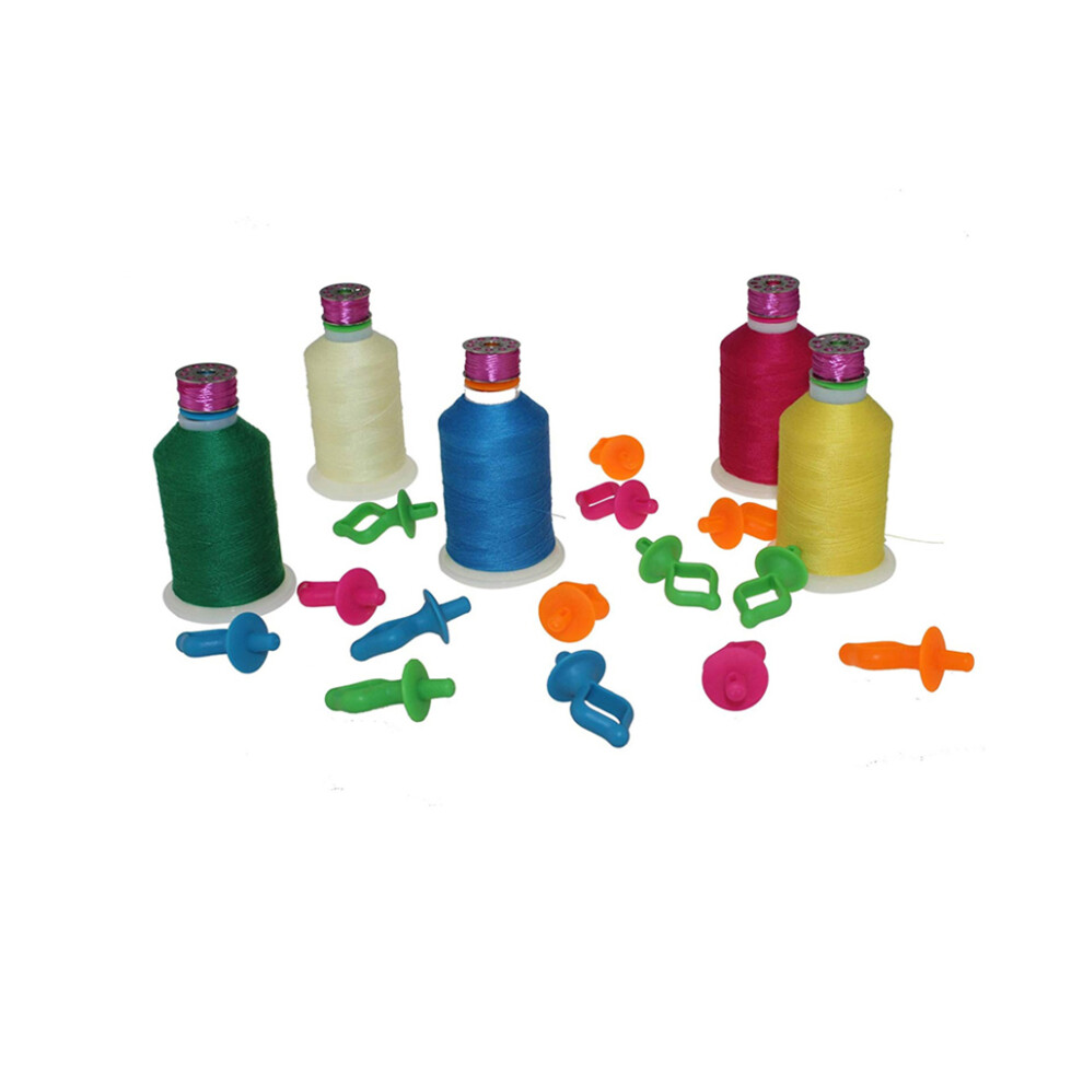 Orange/Cyan/Blue 40Pcs Bobbin Holder Silicone Clamps Thread Spools Organizer Clips Set
