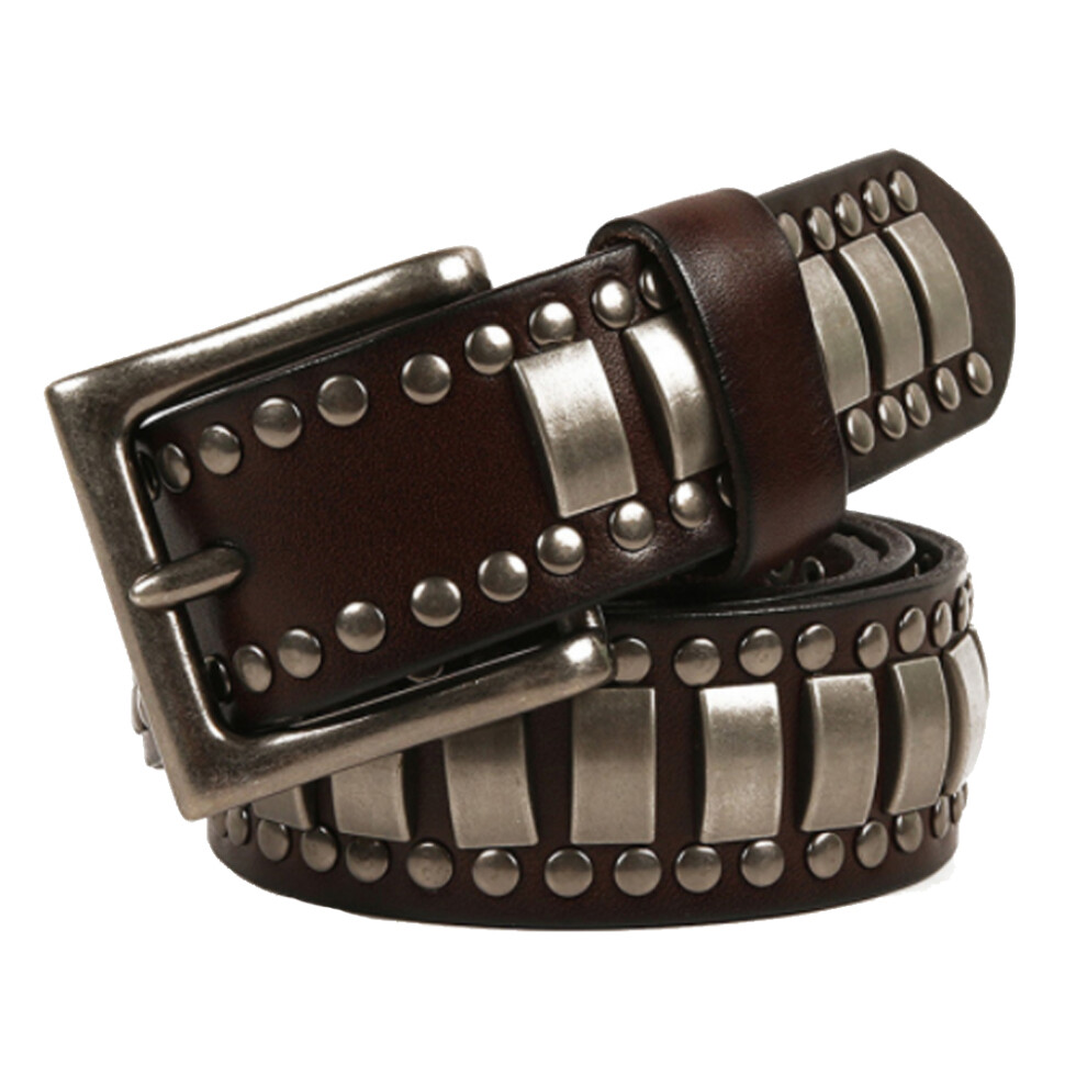 (Coffee115CM) Male Belts Cowhide Personality Belt Fashion Strap Clothing Costume-image-OPC-PMRTDZQ-NEW