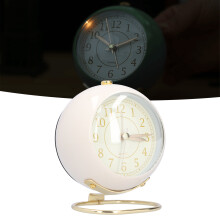 Silent Non Ticking Metal Alarm Clock with Night Light, Beige Gold