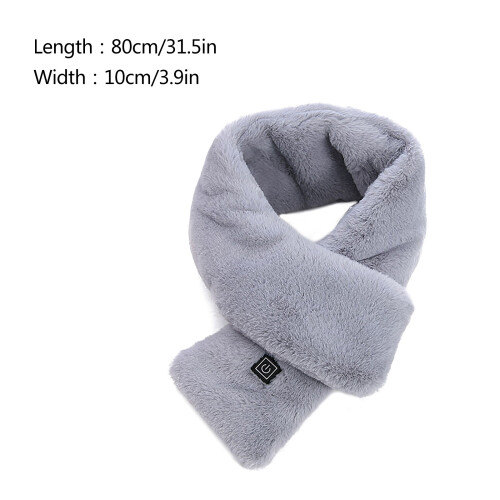 Adjustable Heated Scarf Imitation Fur Grey Washable 3 Modes 1