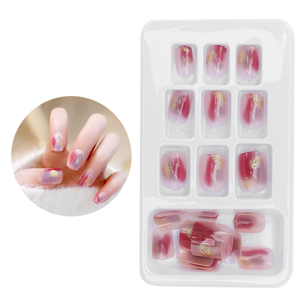 24pcs Women Fake Nails Full Cover Glue On Nail Tip Manicure Tool