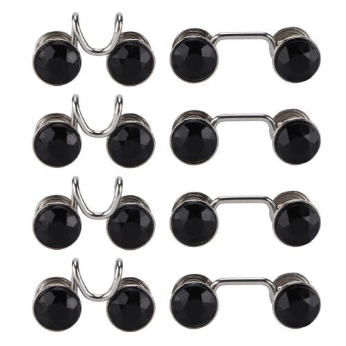 16 pièces d'épingles à bouton, ensemble de 4, petits strass noirs