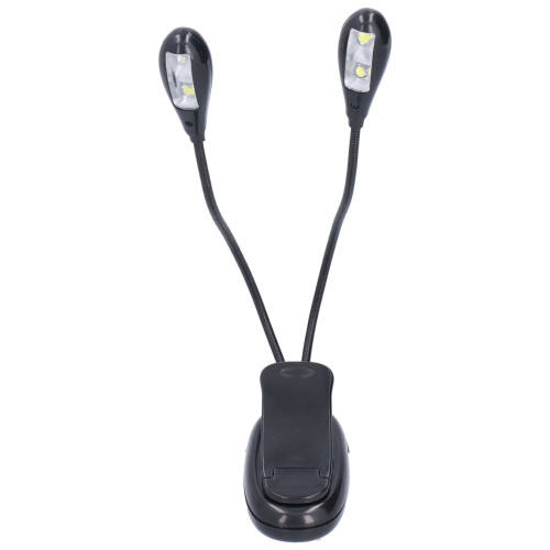 Luce da libro a LED, 4 LED, USB 5 V, nera, con clip