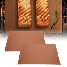 Copper PTFE BBQ Grill Mat 40x33cm Non-Stick Heat-Resistant Outdoor