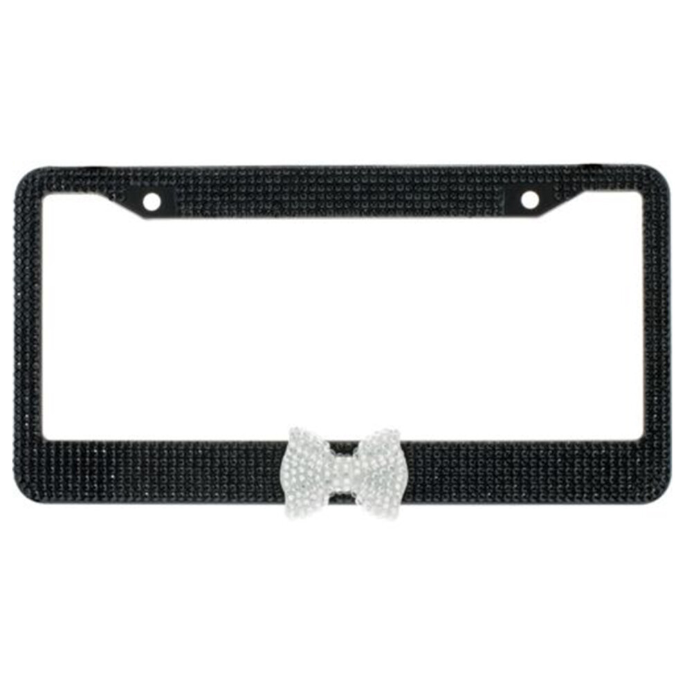 Elegant & Rhinestone License Plate Frame Mount Kit White/Black 8011358277534