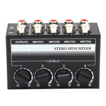 Stereo Mini Passiver Mixer 4-Kanal, Metall, Schwarz/Weiß