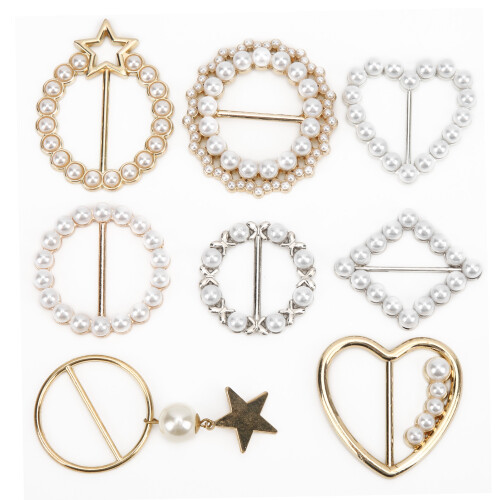 Simplistic 8Pcs Pearl TShirt Scarf Buckle Clips for Elegant Style 1
