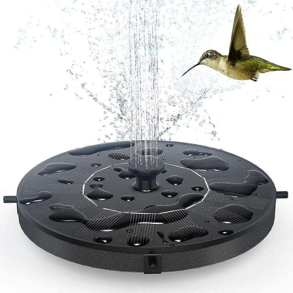 Solar-powered floating fountain, pump for bird baths, garden, pond, pool, outdoor use, 1W