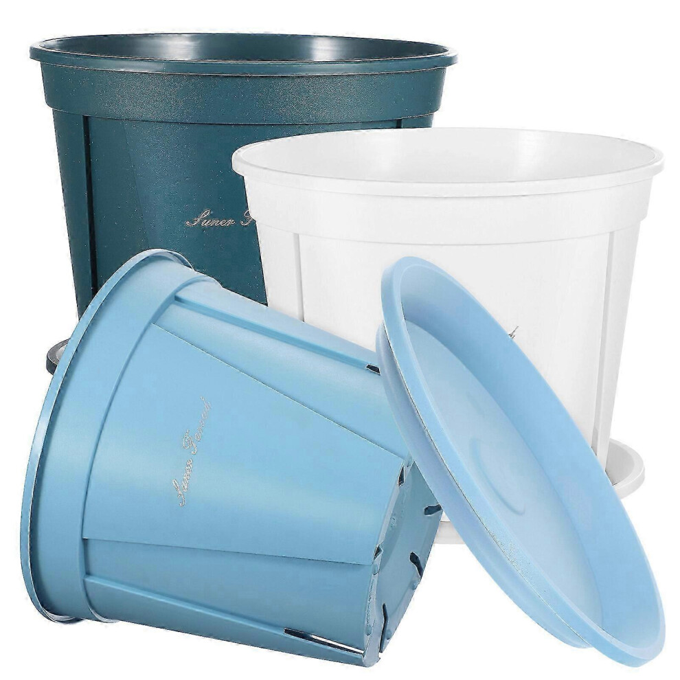 Set of 3 flower pots, nursery pots, indoor planters, plant pots, plant containers with saucers