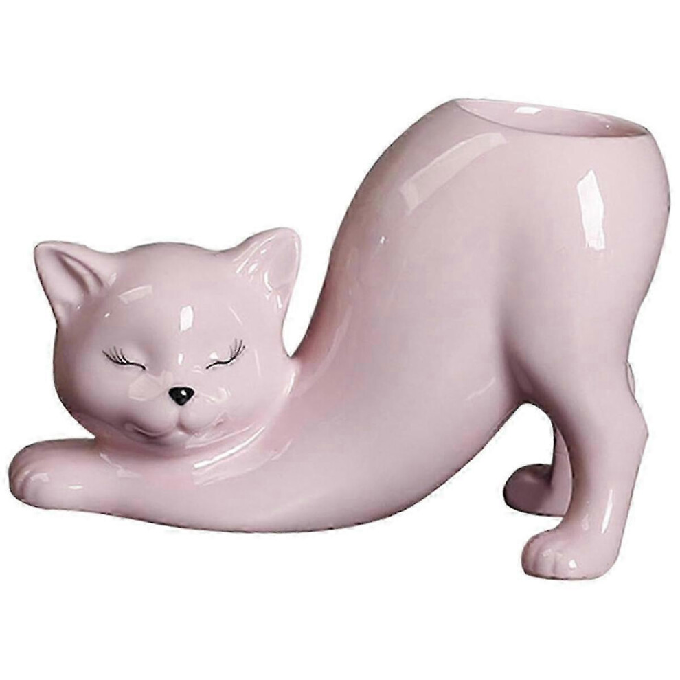 Cat tail shaped flower pot, ceramic flower pot with cartoon animals, flower pot for succulent cacti