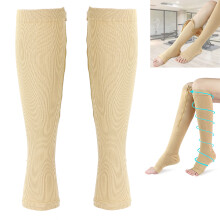 Breathable Compression Knee Socks with Zipper, L/XL, 42.5cm/47.5cm