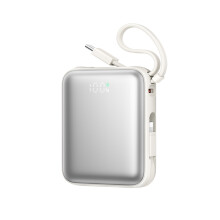 Powerbank 10000mAh 22.5W with built-in USB-C Lightning cables - white