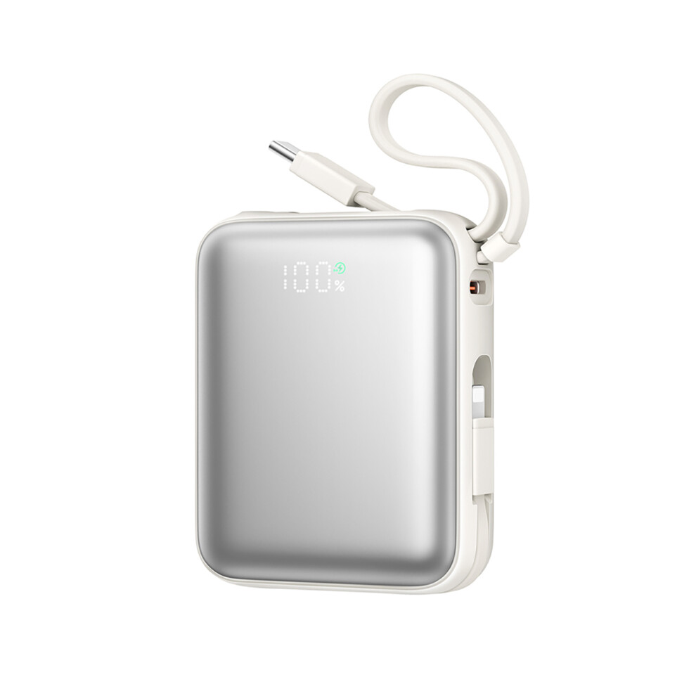 Powerbank 10000Mah 22.5W With Built-In Usb-C Lightning Cables - White 6956116745110