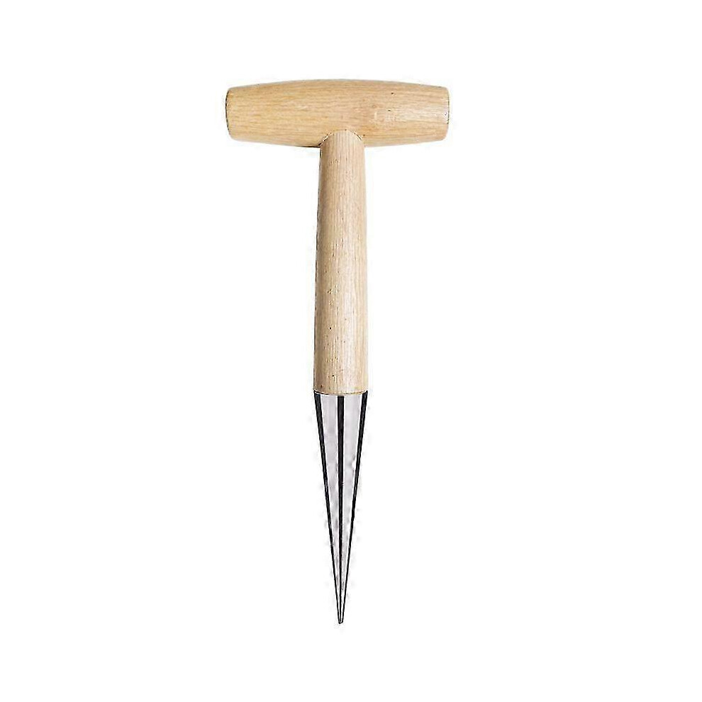 bulb planter with a 28cm steel tip – Manual planter with a sturdy wooden handle – Gardening tool for adults