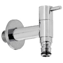 (With quick-connect hose fitting) Modern garden tap, cold water, outdoor, chrome_L25