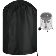 Waterproof spherical barbecue cover made of 210D Oxford fabric with UV protection and windproof side strap, black, 58 x 77 cm