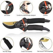 Professional 20cm titanium bypass pruner, high-end utility garden edger, sponge handle protection, hedge trimmer pruner