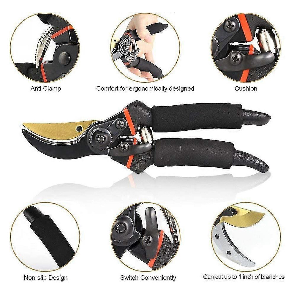 Professional 20cm titanium bypass pruner, high-end utility garden edger, sponge handle protection, hedge trimmer pruner