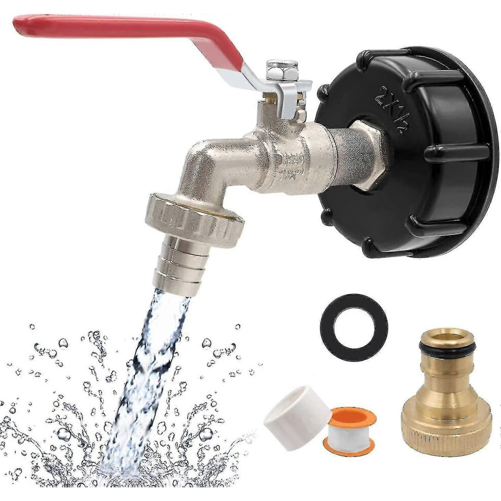 IBC drain tank adapter for garden tap, 1/2 inch fitting, 1000L brass tank adapter for garden tap, tap replacement for rainwater tank