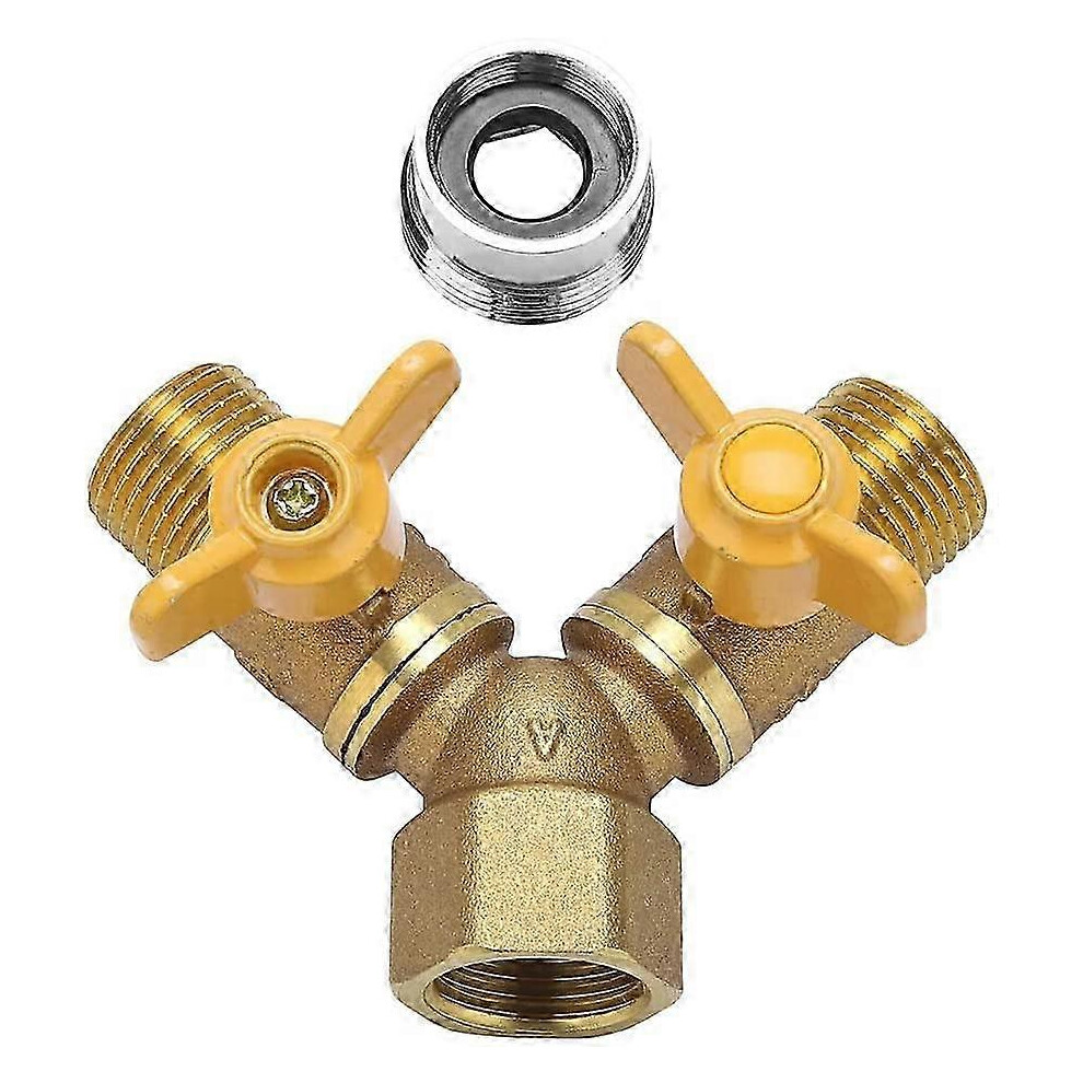 Brass G1/2 Y-shaped irrigation system fitting for 2-way garden hose