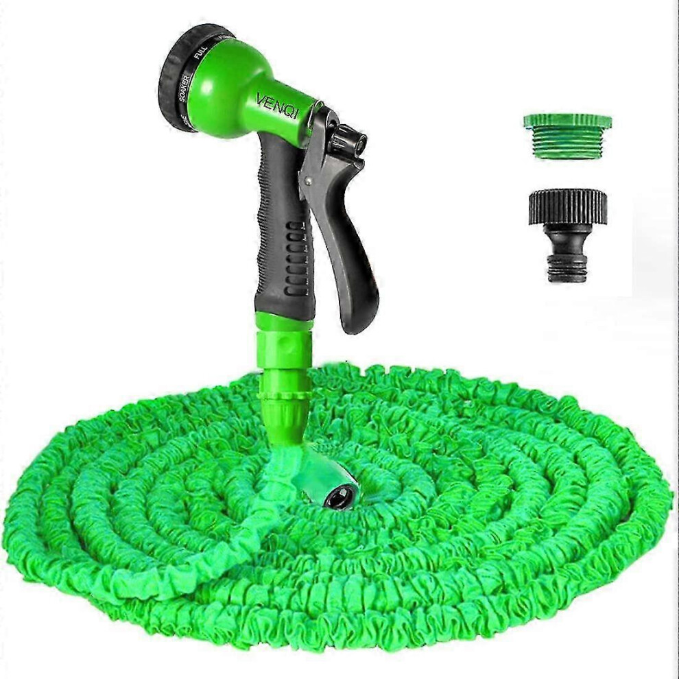 15m Expandable Garden Hose, 15m Flexible Garden Hose with 8-Mode Spray Nozzle, Retractable Garden Hose