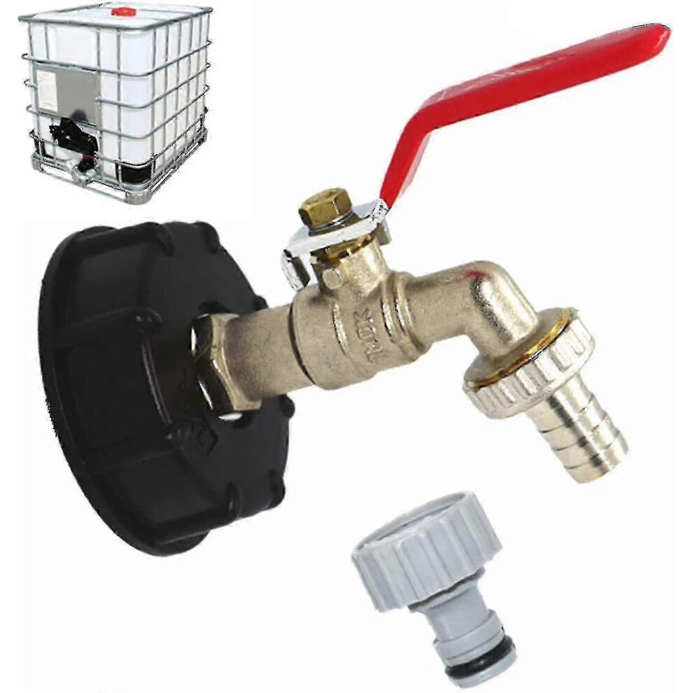 1000L S60x6 IBC tank tap with 1/2" hose connection, drain tank adapter, for garden tap, for tank adapter (1 piece) A (ruipei)