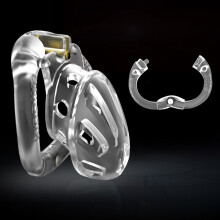 Clear Cock Cage Transparent Chastity Cage With Hinged Ring System, Small Lock, Secure Fit For Male BDSM Couples