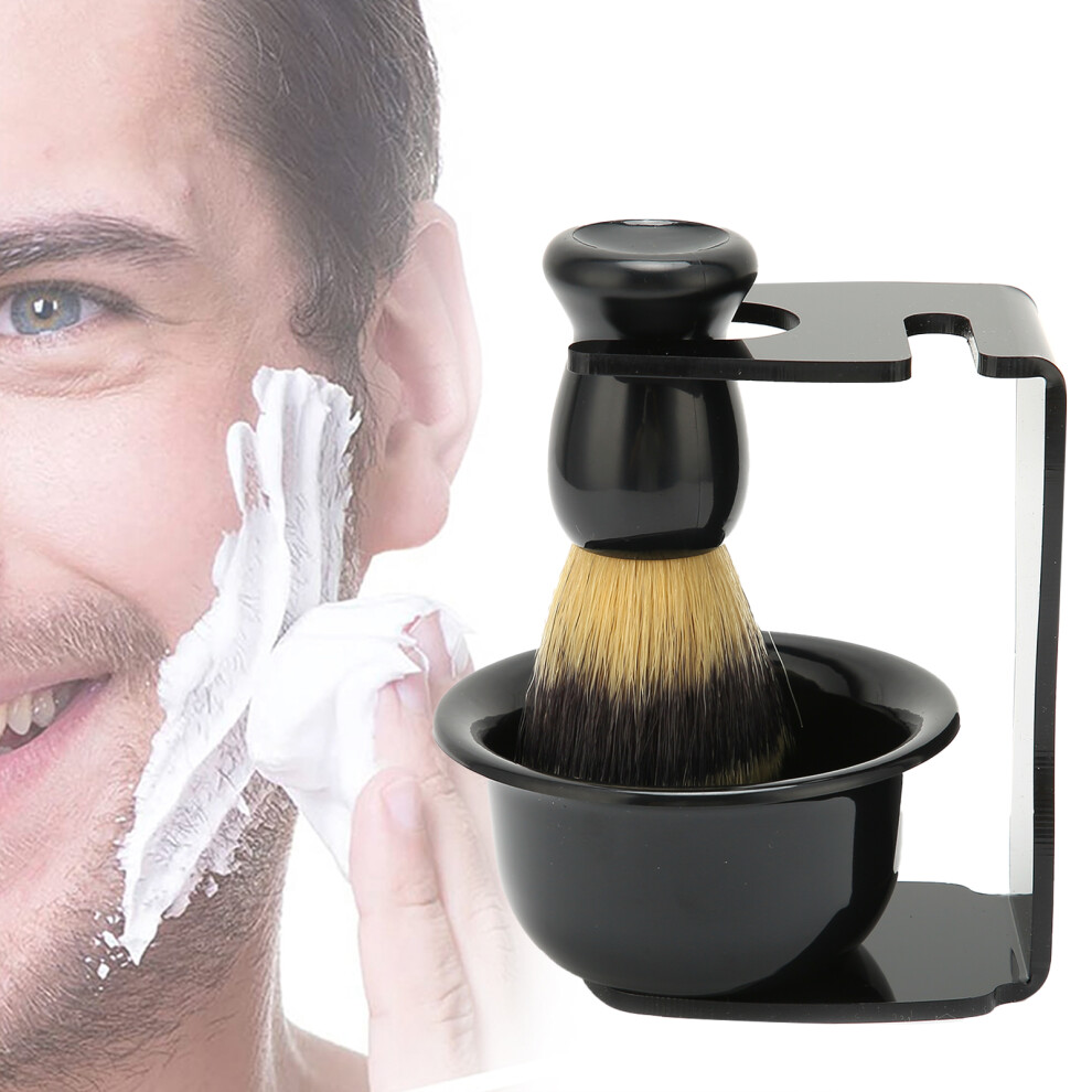 Unisex 3Pcs Abs Nylon Shaving Brush Bowl Stand Set For Men