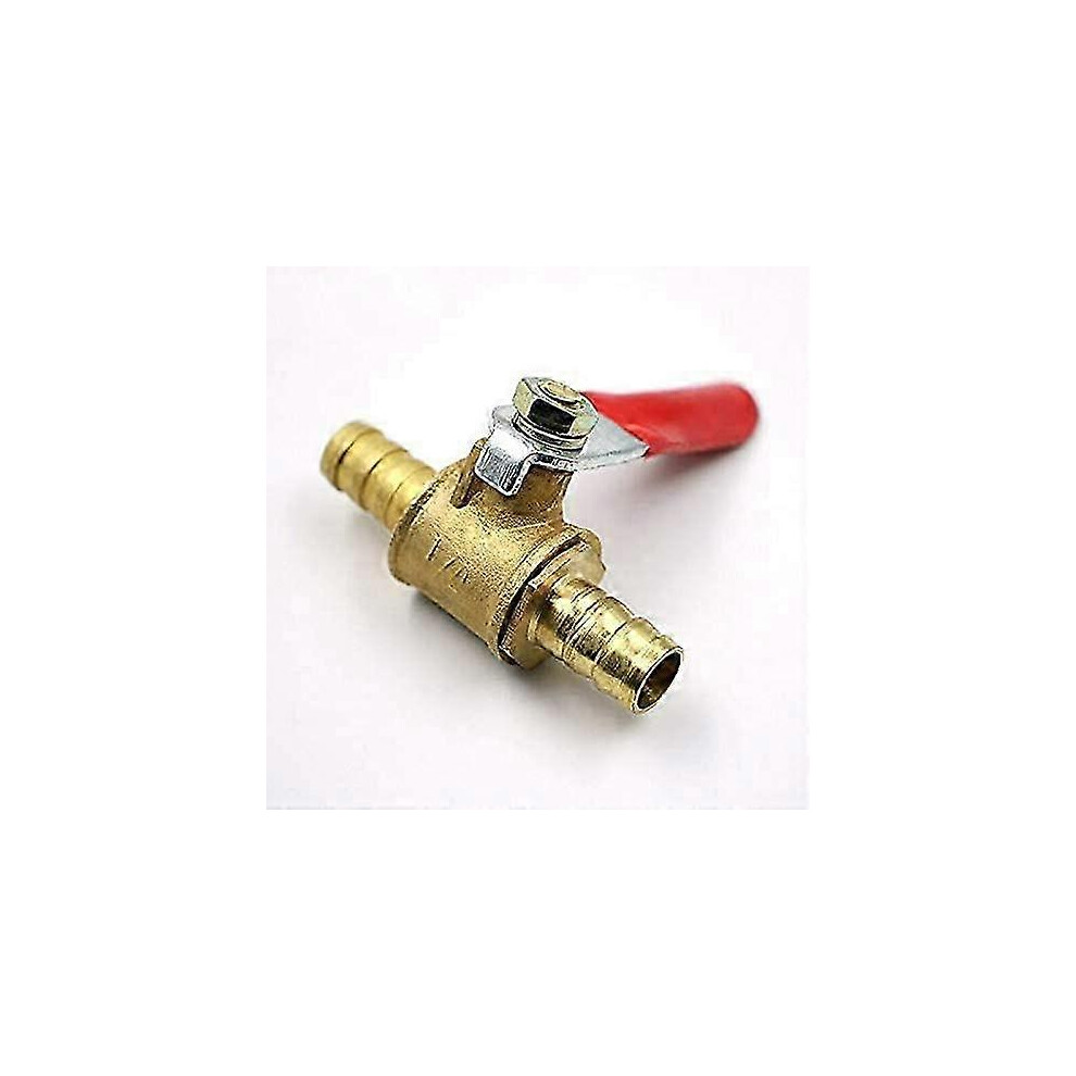 8mm brass ball valve, barbed fitting for shut-off valve, adapter for water, gas, oil (1 piece, 8mm)