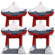 Set of 4 mini decorative aquarium pavilions, resin miniatures, vintage style