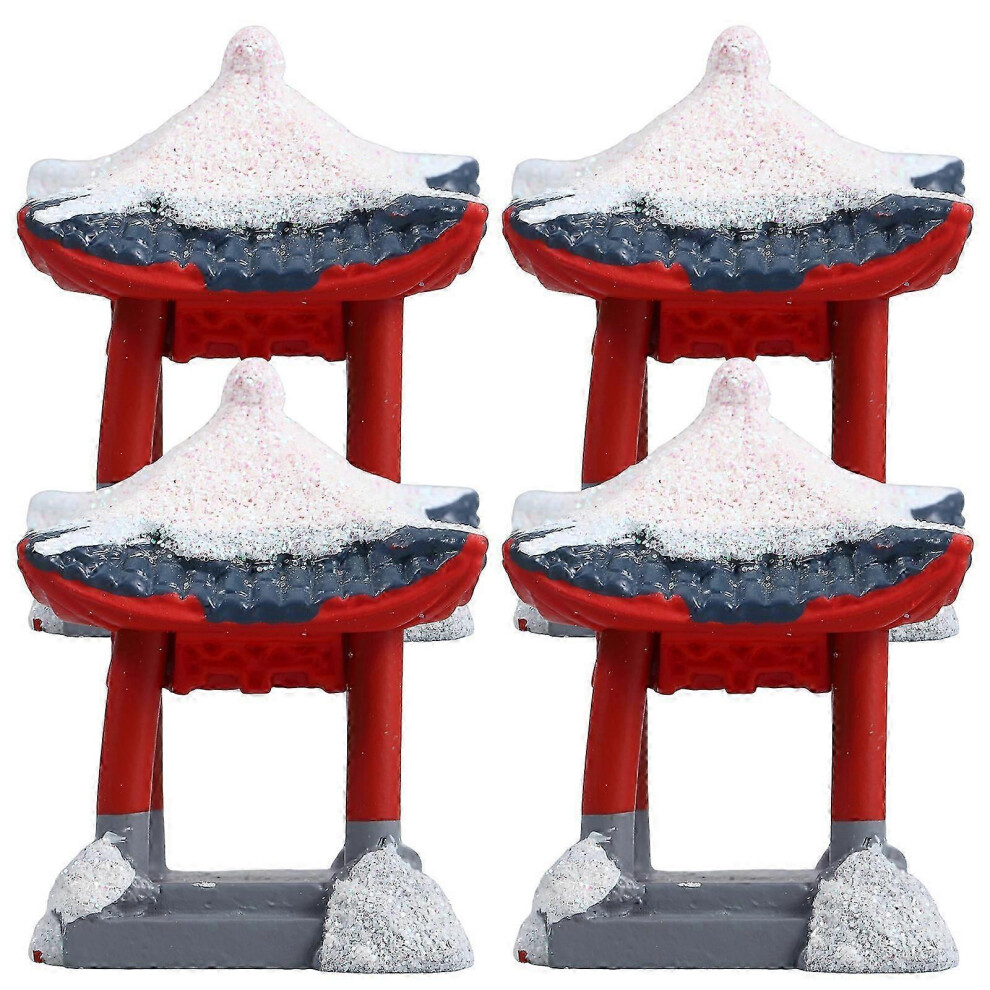 Set of 4 mini decorative aquarium pavilions, resin miniatures, vintage style