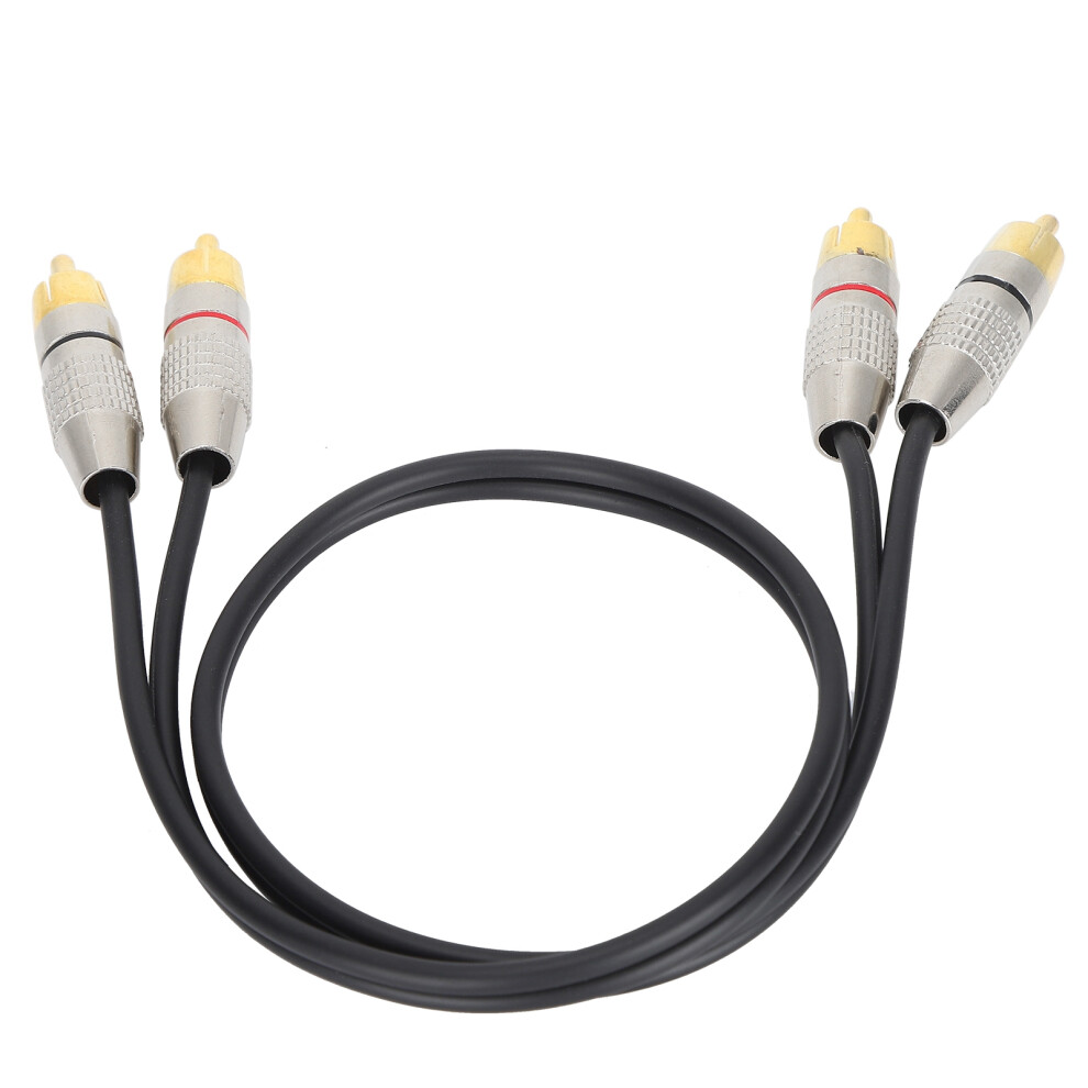 2Rca Male To 2Rca Male Audio Cable 0.5M Aluminum Alloy Connector Black 6951358302107