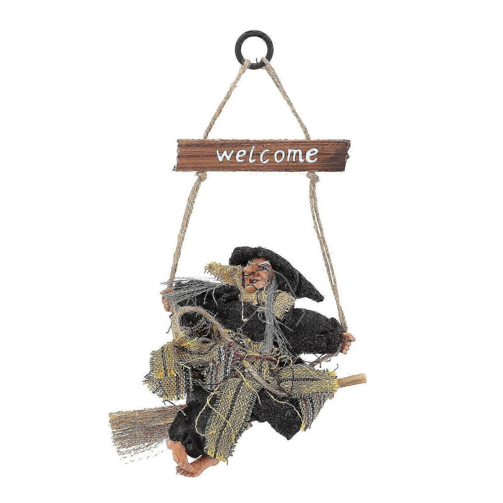 (27 x 8 cm - Black) Halloween Hanging Welcome Sign, Fun Witch Wall Decoration